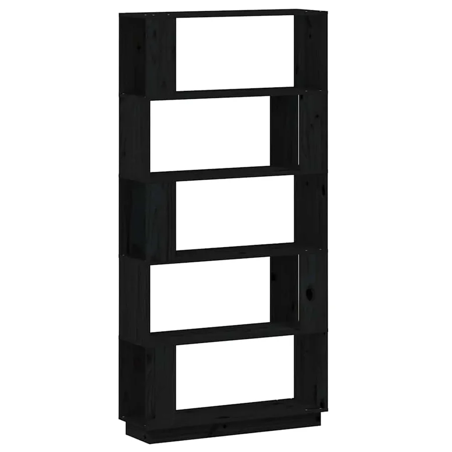Bibliothèque/Séparateur de pièce Noir 80x25x163,5 cm Pin massif - 2