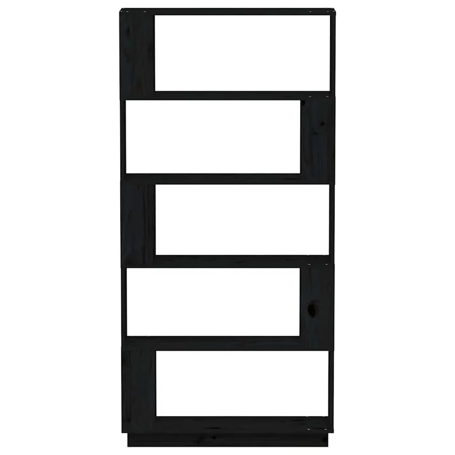 Bibliothèque/Séparateur de pièce Noir 80x25x163,5 cm Pin massif - 5