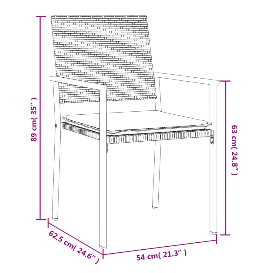 Ensemble à manger de jardin 5 pcs coussins résine tressée acier - 10