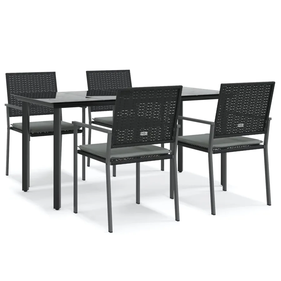 Ensemble à manger de jardin 5 pcs coussins résine tressée acier - 2