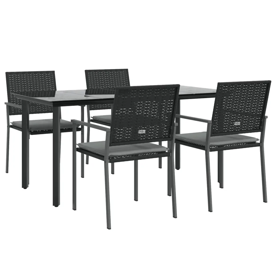 Ensemble à manger de jardin 5 pcs coussins résine tressée acier - 3