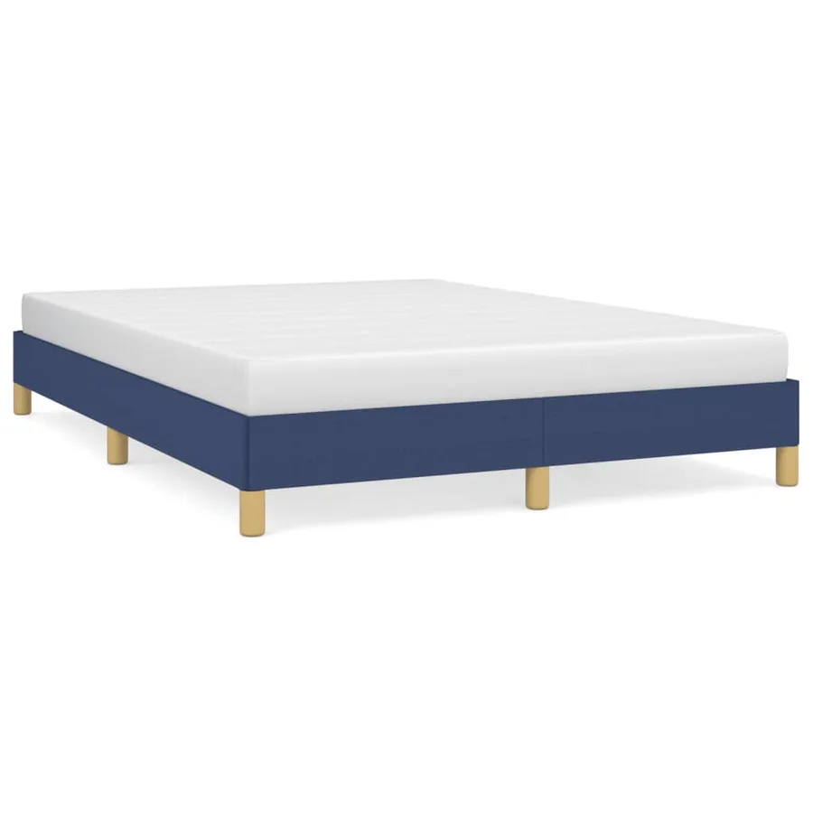 Cadre de lit sans matelas bleu 140x190 cm tissu - 2