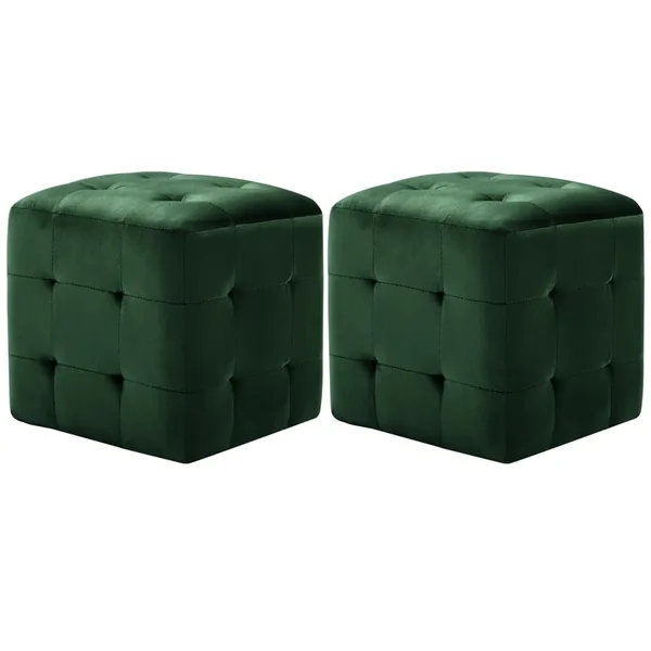 2 pcs Poufs Vert 30 x 30 x 30 cm Tissu velours