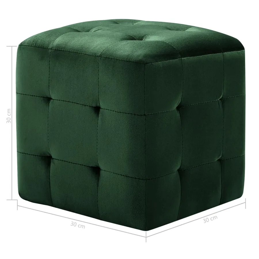 2 pcs Poufs Vert 30 x 30 x 30 cm Tissu velours - 6