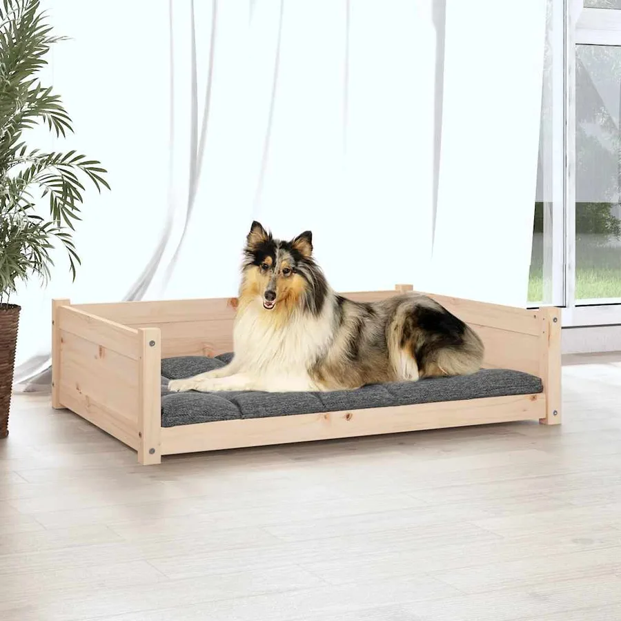 Lit pour chien 95,5x65,5x28 cm Bois de pin solide - 3
