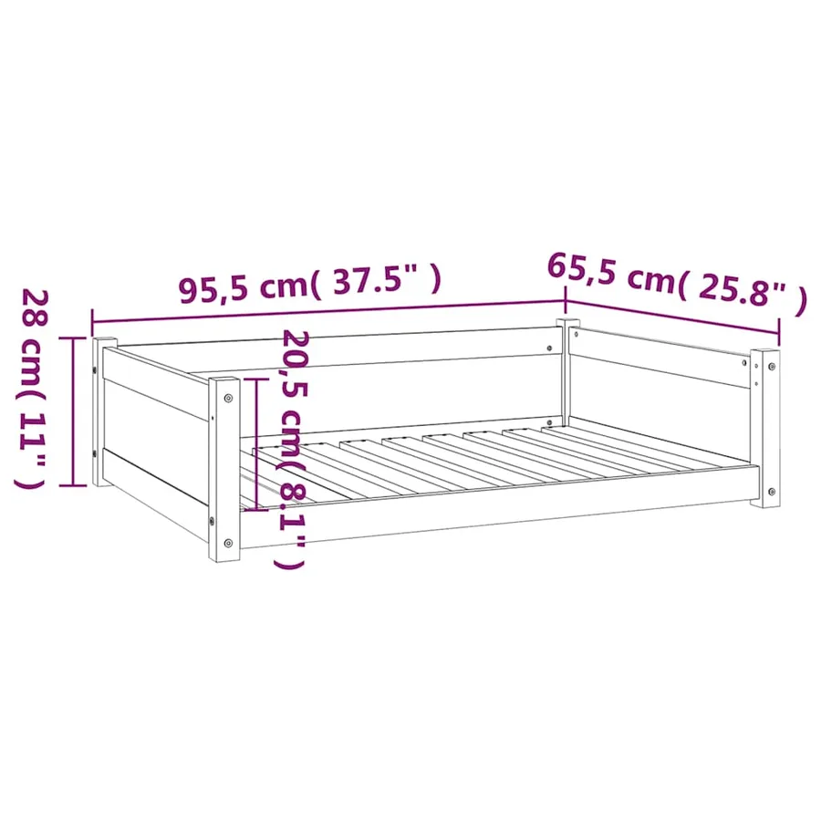 Lit pour chien 95,5x65,5x28 cm Bois de pin solide - 8
