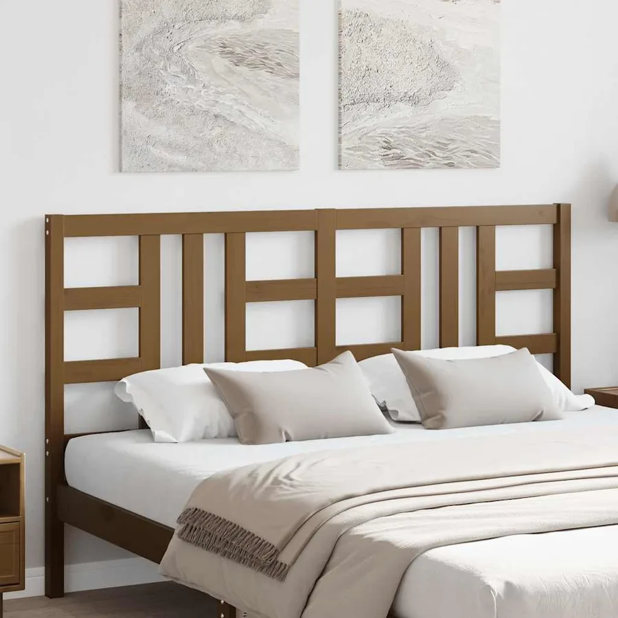 Tête de lit Marron miel 156x4x100 cm Bois massif de pin - 3