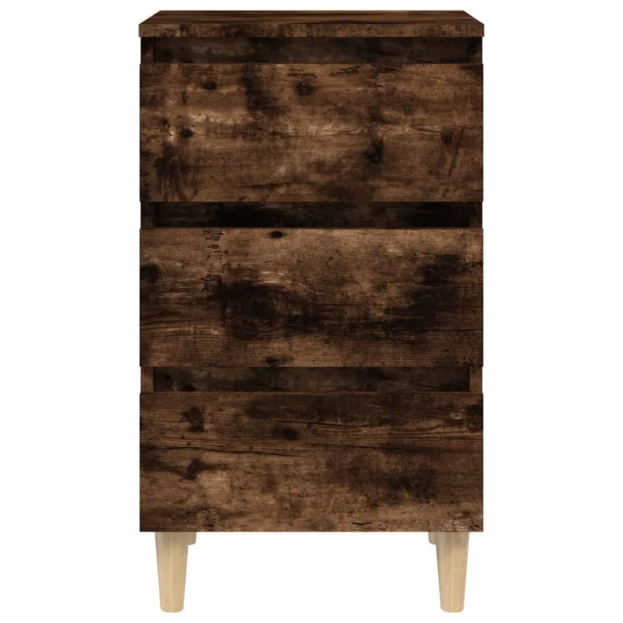 Table de chevet avec pieds en bois solide Chêne fumé 40x35x69cm - 5