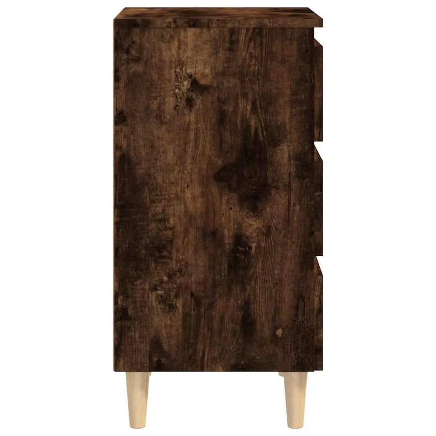 Table de chevet avec pieds en bois solide Chêne fumé 40x35x69cm - 6