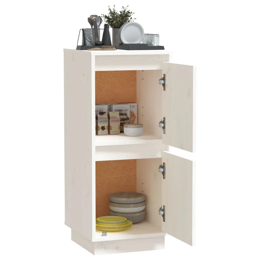 Buffet Blanc 31,5x34x75 cm Bois massif de pin - 4