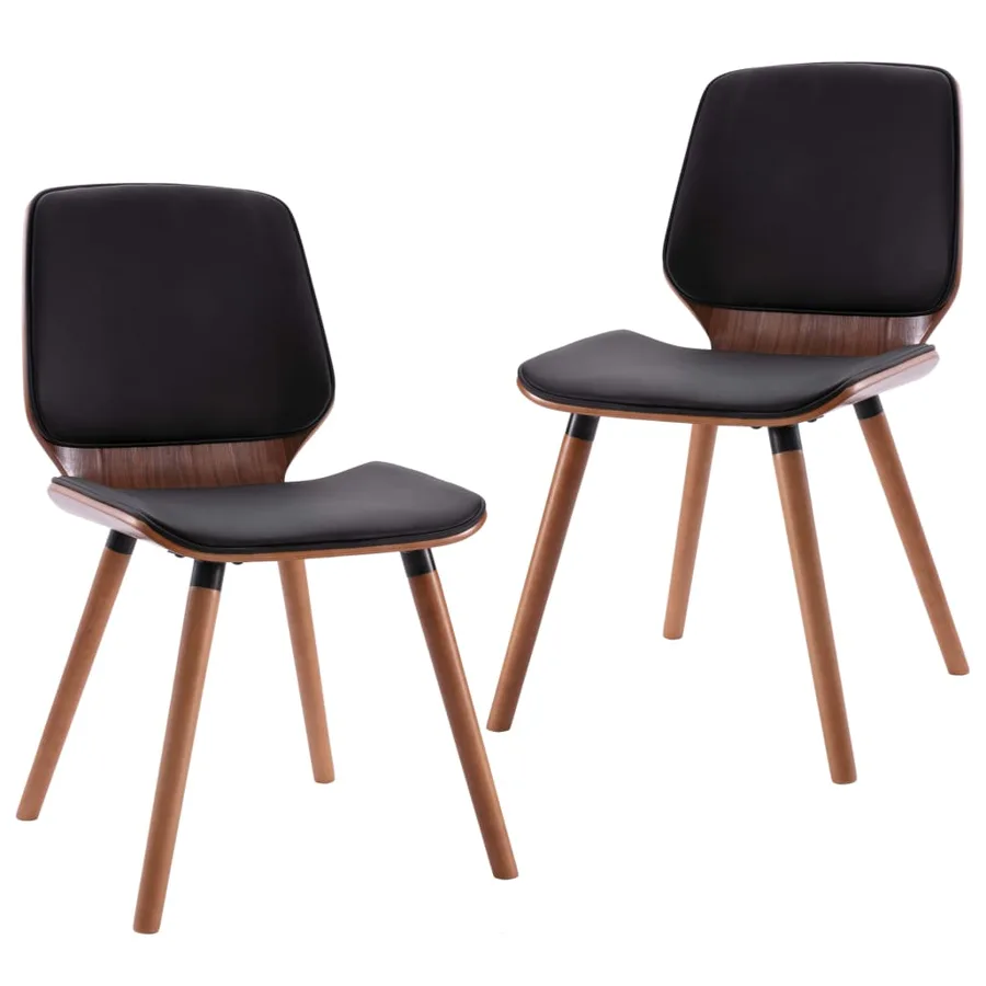 Chaises à manger lot de 2 noir similicuir - 2