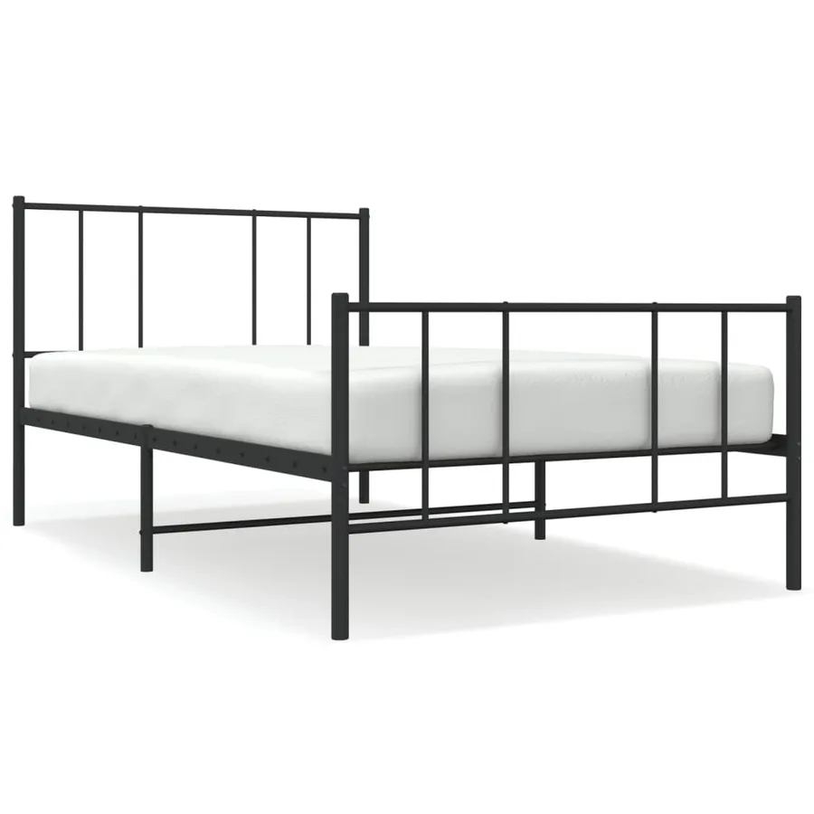 Cadre de lit métal sans matelas et pied de lit noir 100x200 cm - 2