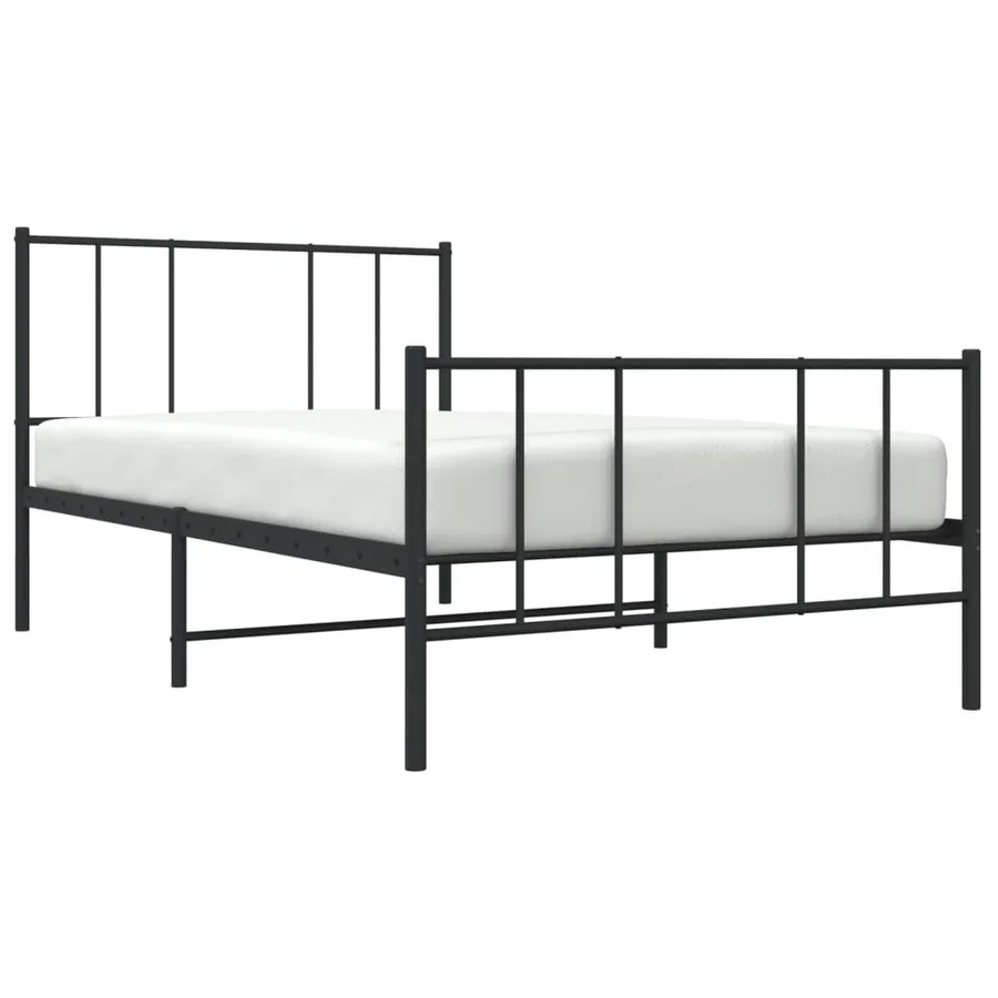 Cadre de lit métal sans matelas et pied de lit noir 100x200 cm - 5