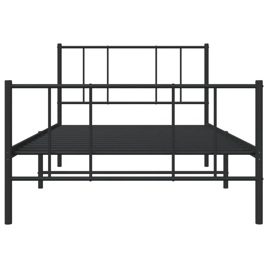 Cadre de lit métal sans matelas et pied de lit noir 100x200 cm - 6