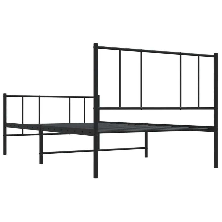 Cadre de lit métal sans matelas et pied de lit noir 100x200 cm - 8