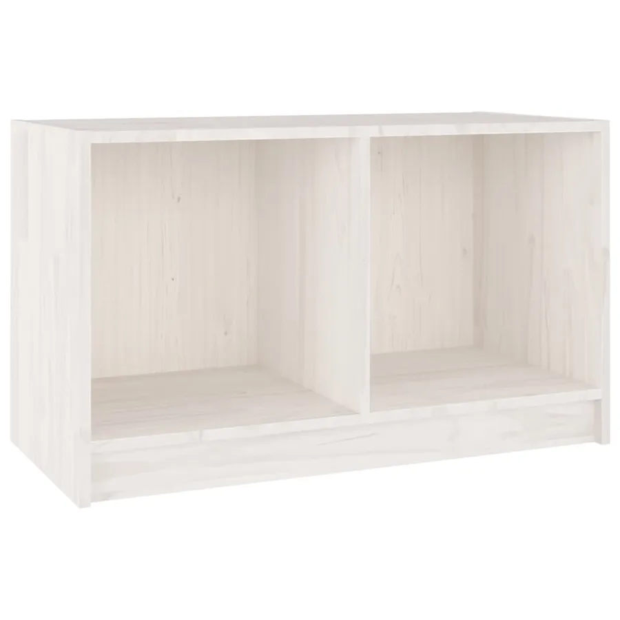 Meuble TV Blanc 70x33x42 cm Bois de pin massif - 2
