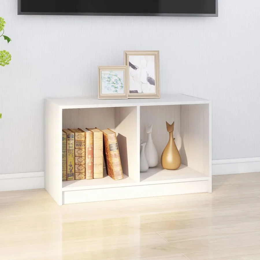 Meuble TV Blanc 70x33x42 cm Bois de pin massif - 3
