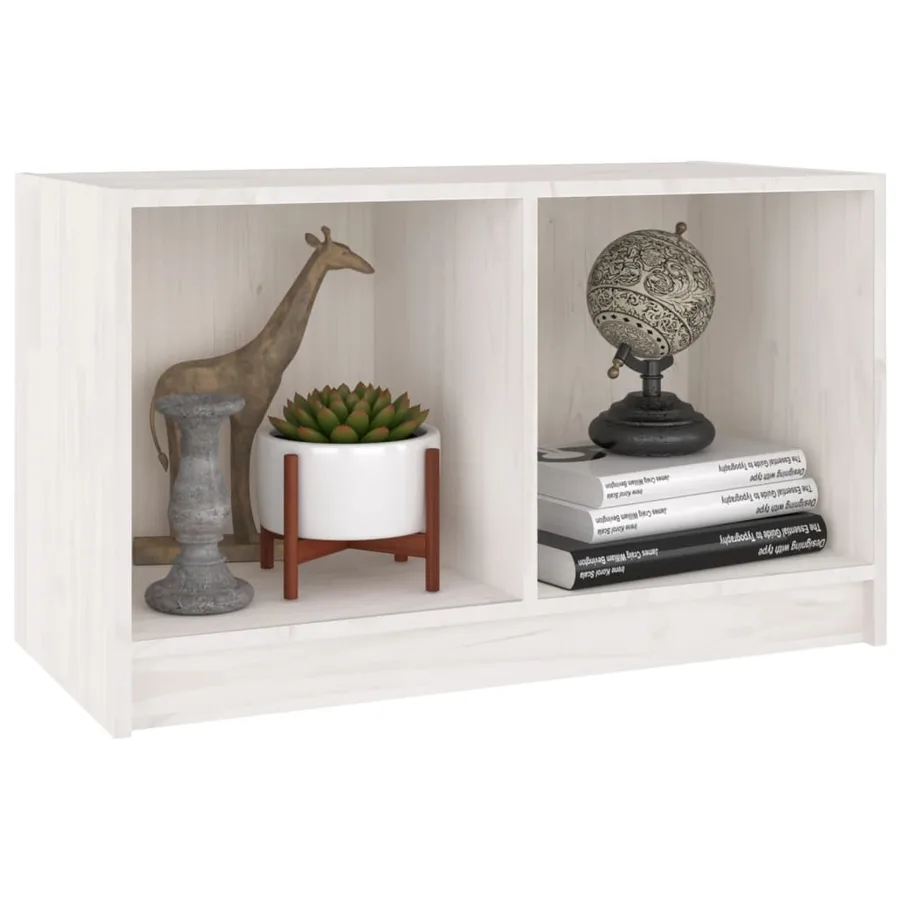 Meuble TV Blanc 70x33x42 cm Bois de pin massif - 4