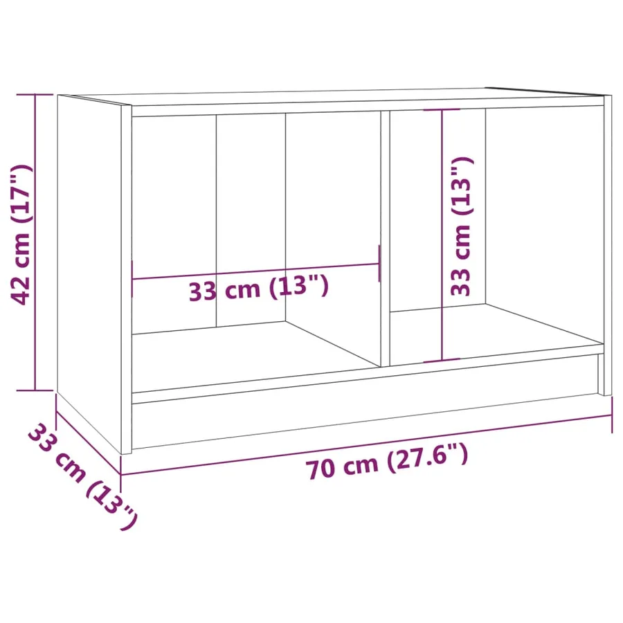 Meuble TV Blanc 70x33x42 cm Bois de pin massif - 8