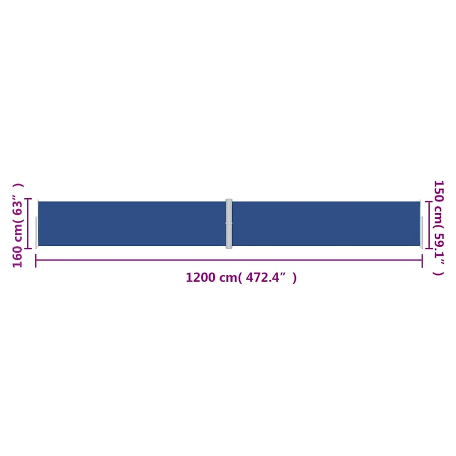 Auvent latéral rétractable Bleu 160x1200 cm - 8