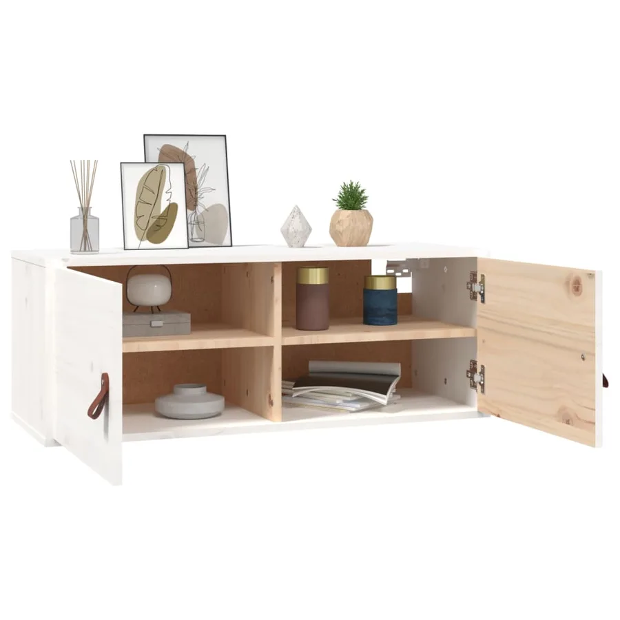 Armoires murales 2 pcs Blanc 80x30x30 cm Bois de pin massif - 8