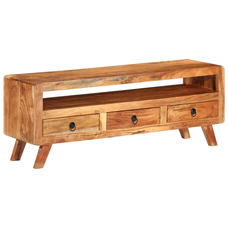 Meuble TV 110x30x40 cm Bois d'acacia massif - 11