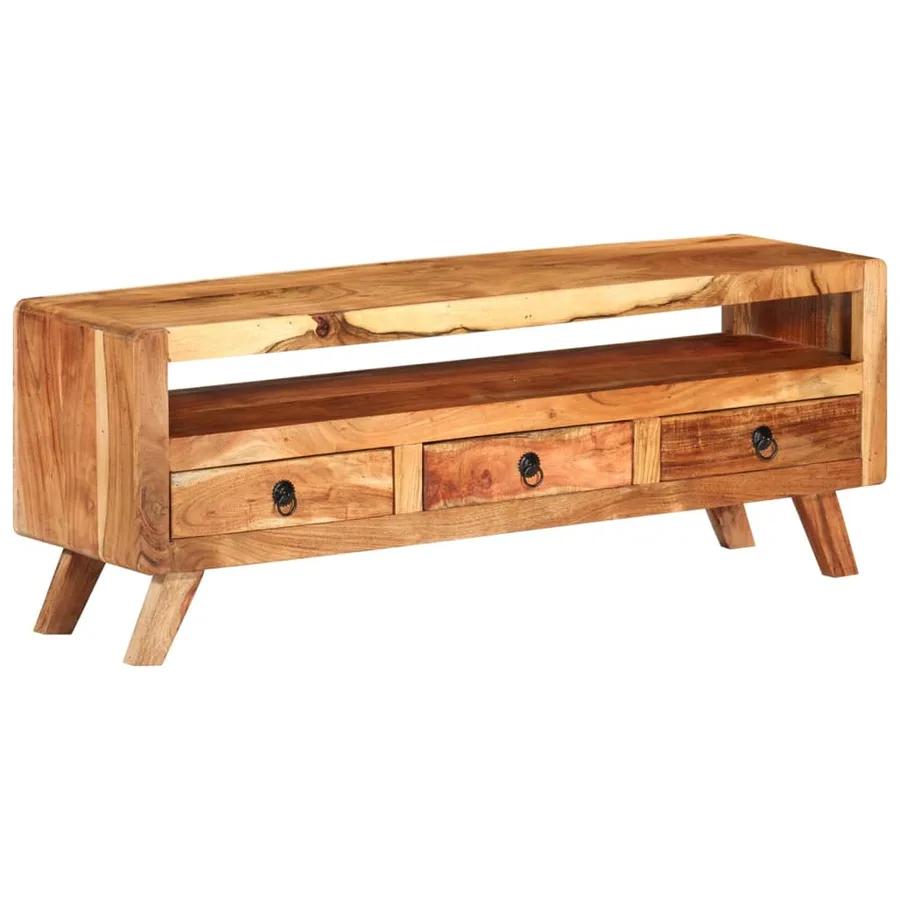 Meuble TV 110x30x40 cm Bois d'acacia massif - 12