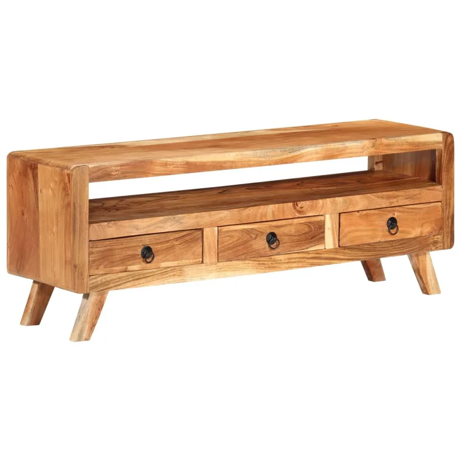Meuble TV 110x30x40 cm Bois d'acacia massif - 13