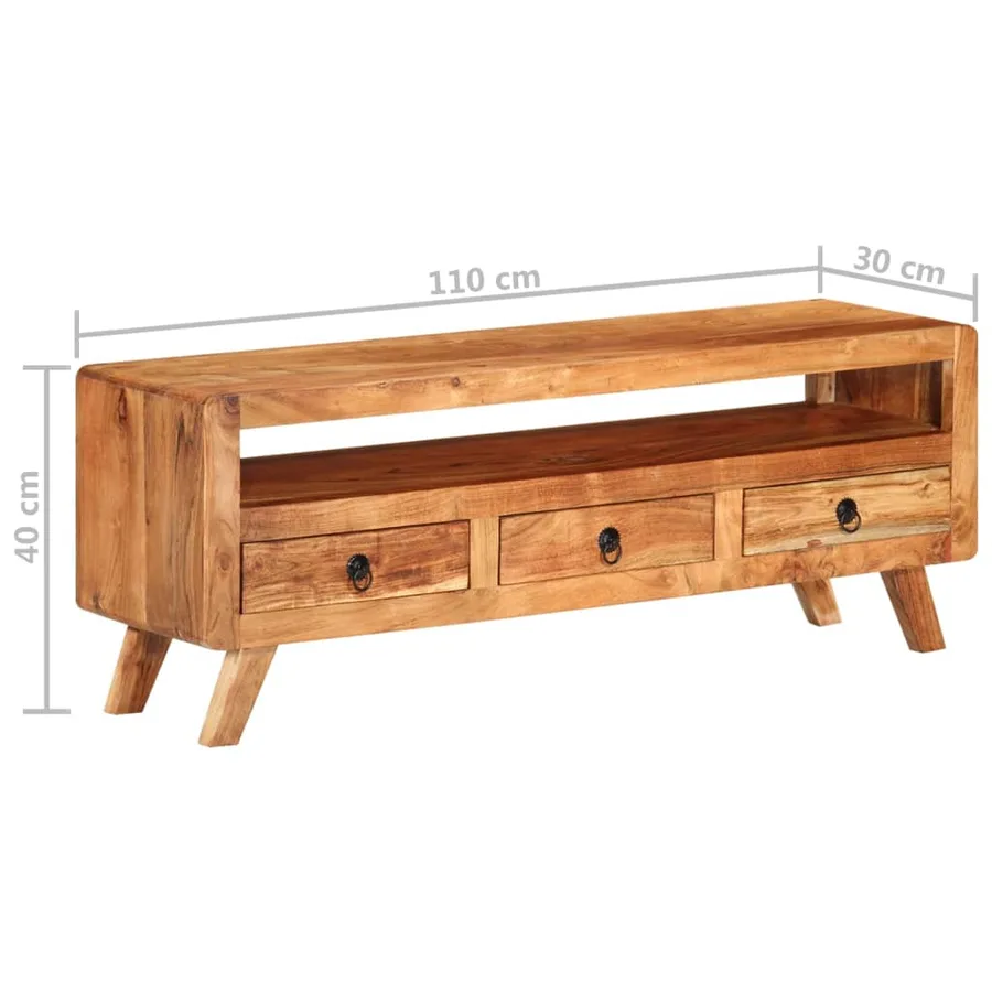Meuble TV 110x30x40 cm Bois d'acacia massif - 9
