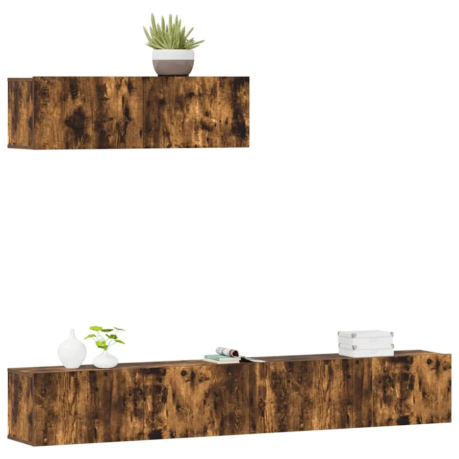 Ensemble de meubles TV 3 pcs Chêne fumé Bois d'ingénierie - 3