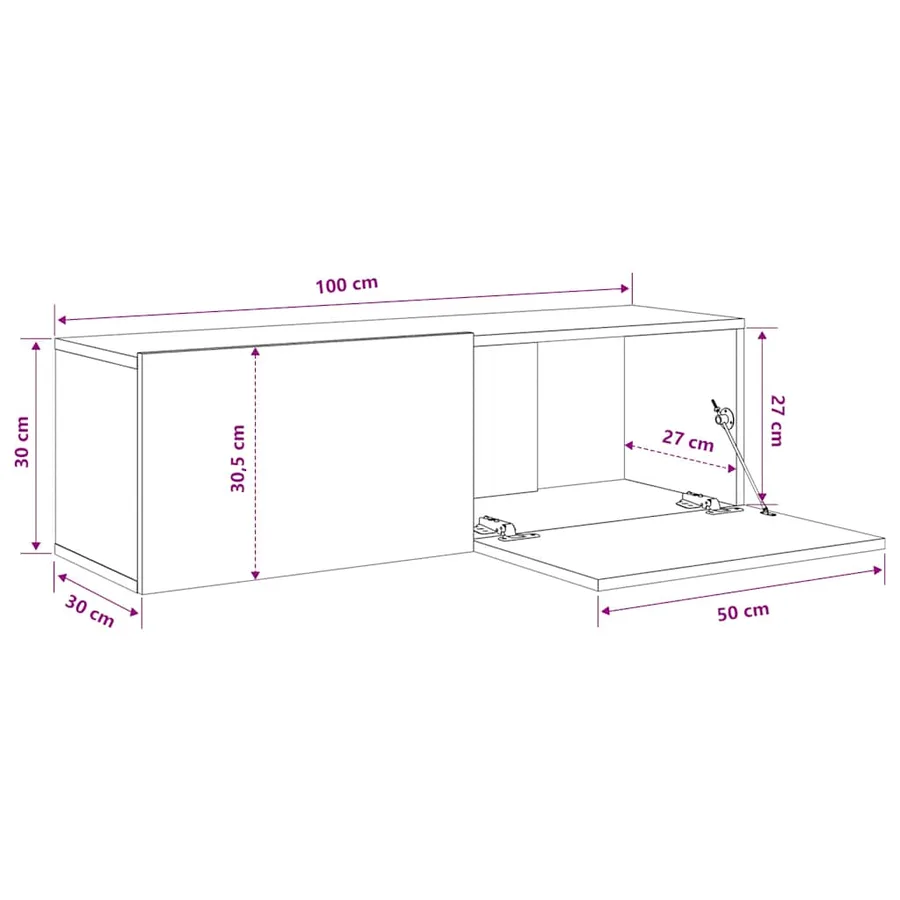 Meubles TV muraux 2pcs chêne fumé 100x30x30cm bois d'ingénierie - 9