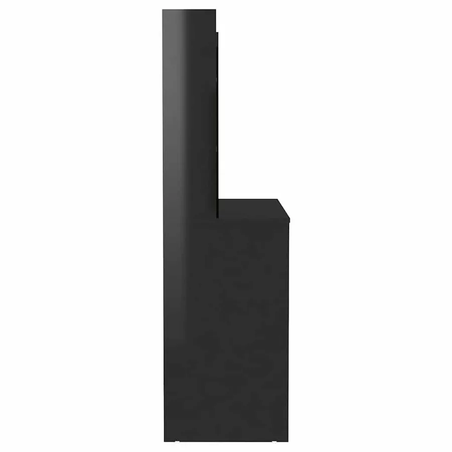 Table de maquillage avec éclairage LED MDF Noir brillant - 4