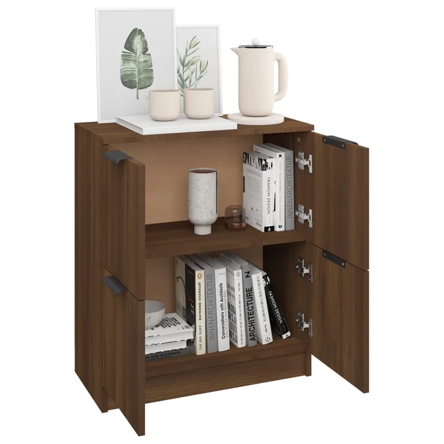 Buffet chêne marron 60x30x70 cm Bois d'ingénierie - 4