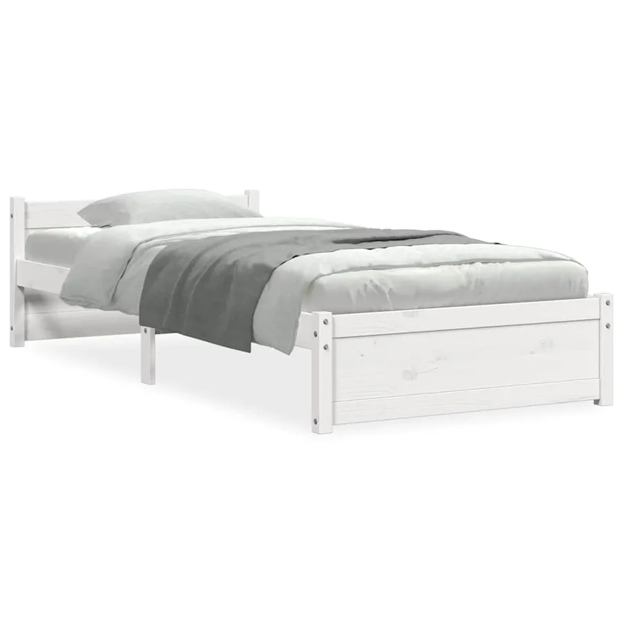 Cadre de lit sans matelas blanc bois massif 90x190 cm - 2
