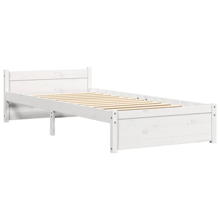Cadre de lit sans matelas blanc bois massif 90x190 cm - 3