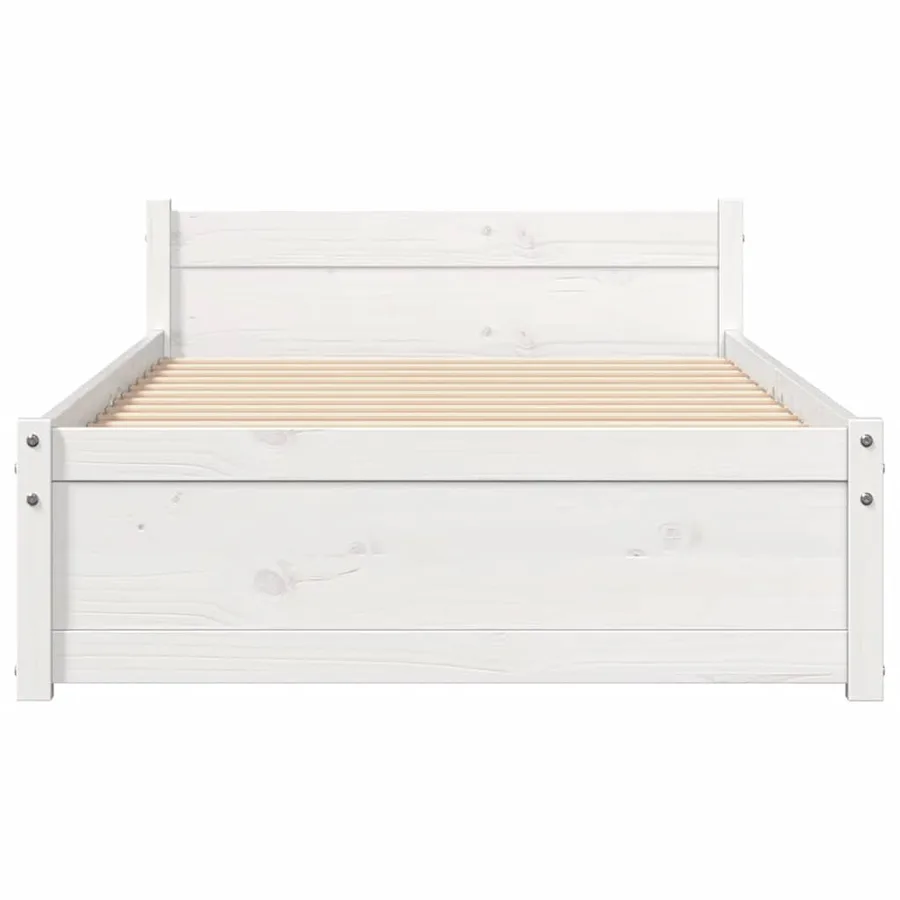 Cadre de lit sans matelas blanc bois massif 90x190 cm - 4
