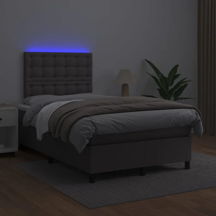 Sommier à lattes de lit avec matelas et LED Gris 120x200 cm - 4