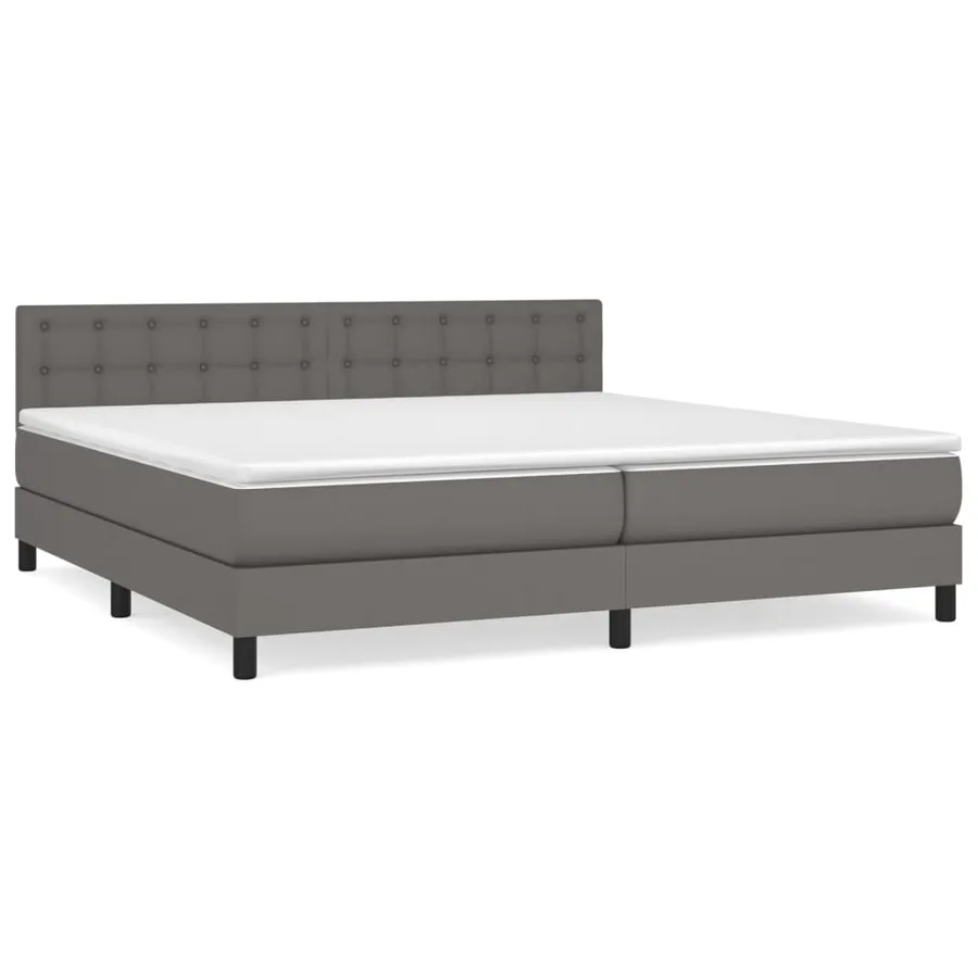 Sommier à lattes de lit avec matelas Gris 200x200 cm Similicuir - 2