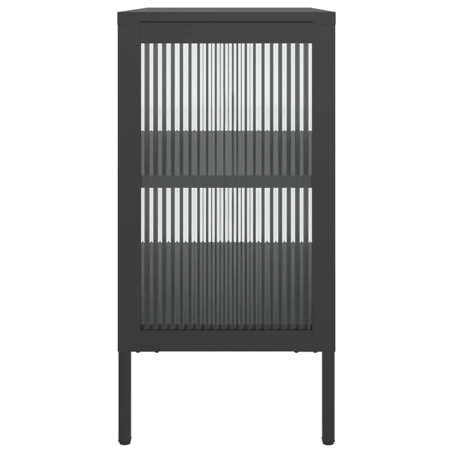 Buffet noir 70x35x70 cm verre et acier - 6
