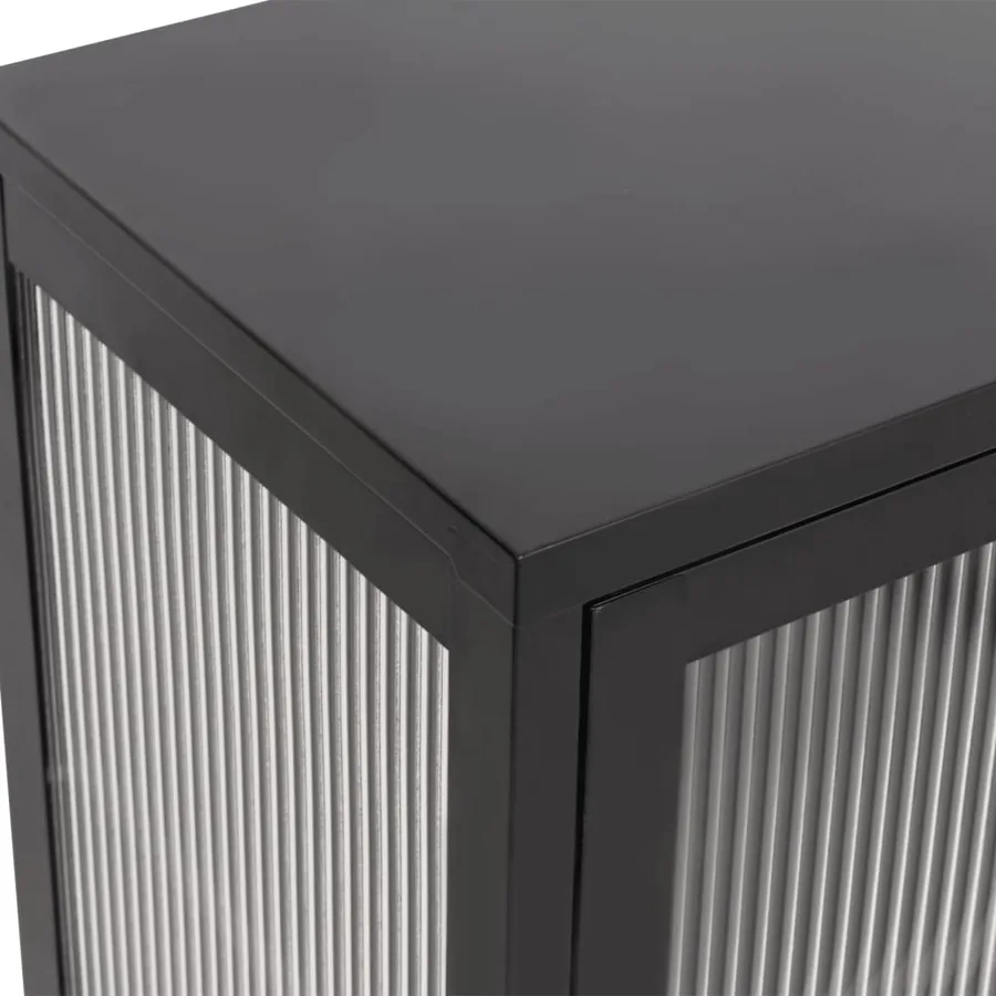 Buffet noir 70x35x70 cm verre et acier - 8