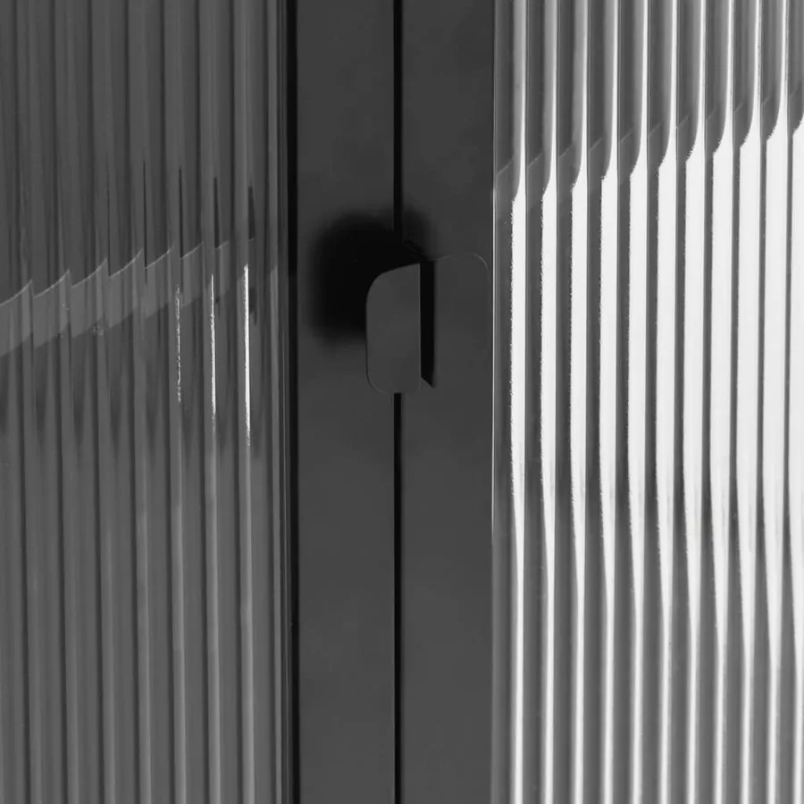 Buffet noir 70x35x70 cm verre et acier - 9