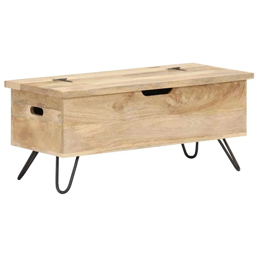 Coffre 90x40x45 cm Bois solide de manguier - 10