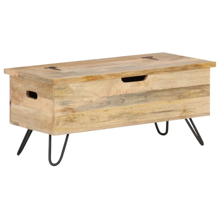 Coffre 90x40x45 cm Bois solide de manguier - 11