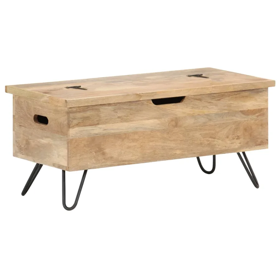 Coffre 90x40x45 cm Bois solide de manguier - 12
