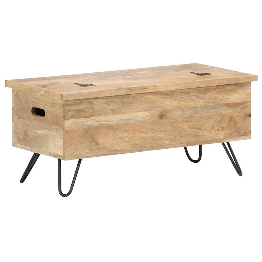 Coffre 90x40x45 cm Bois solide de manguier - 5