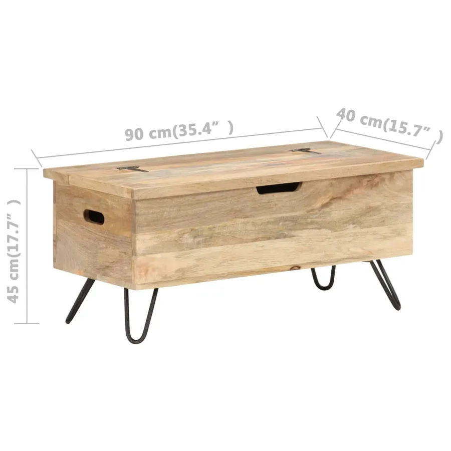 Coffre 90x40x45 cm Bois solide de manguier - 8