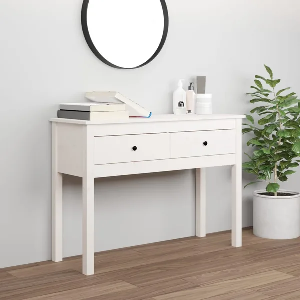 Table console Blanc 100x35x75 cm Bois massif de pin