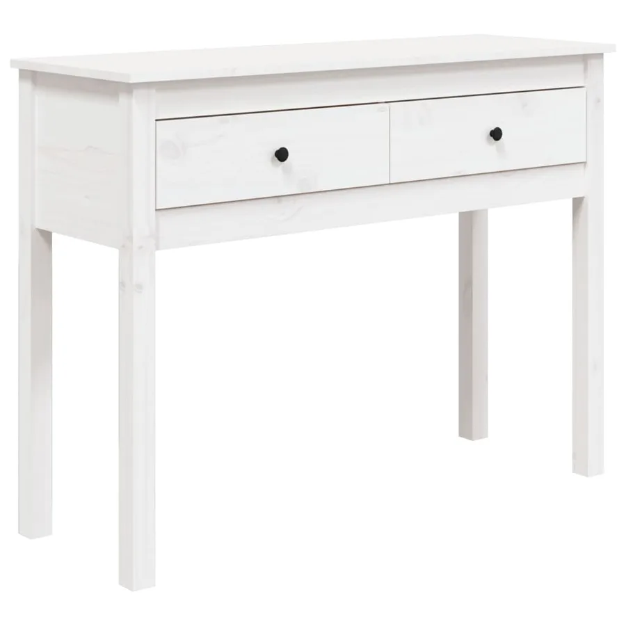 Table console Blanc 100x35x75 cm Bois massif de pin - 2