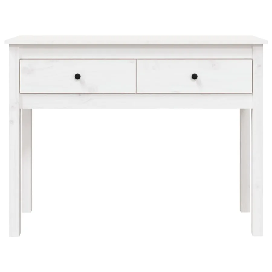 Table console Blanc 100x35x75 cm Bois massif de pin - 6