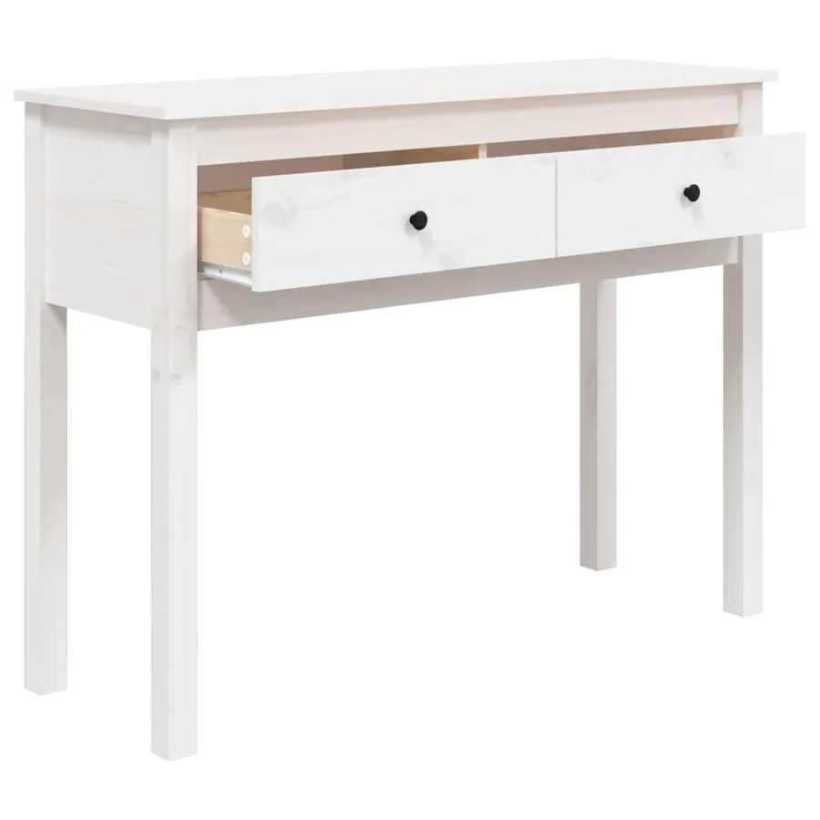 Table console Blanc 100x35x75 cm Bois massif de pin - 7
